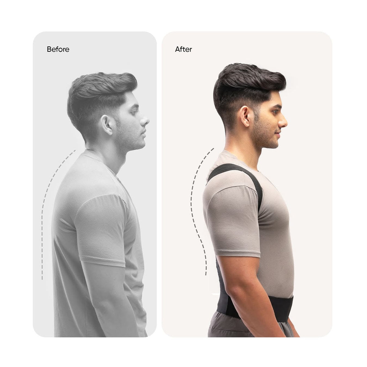 Rayfits Posture Corrector Before and After - improved posture alignment