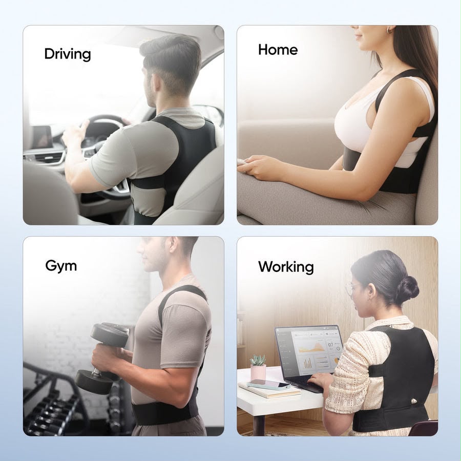 Rayfits Posture Corrector - Use cases: Driving, Home, Gym, Working