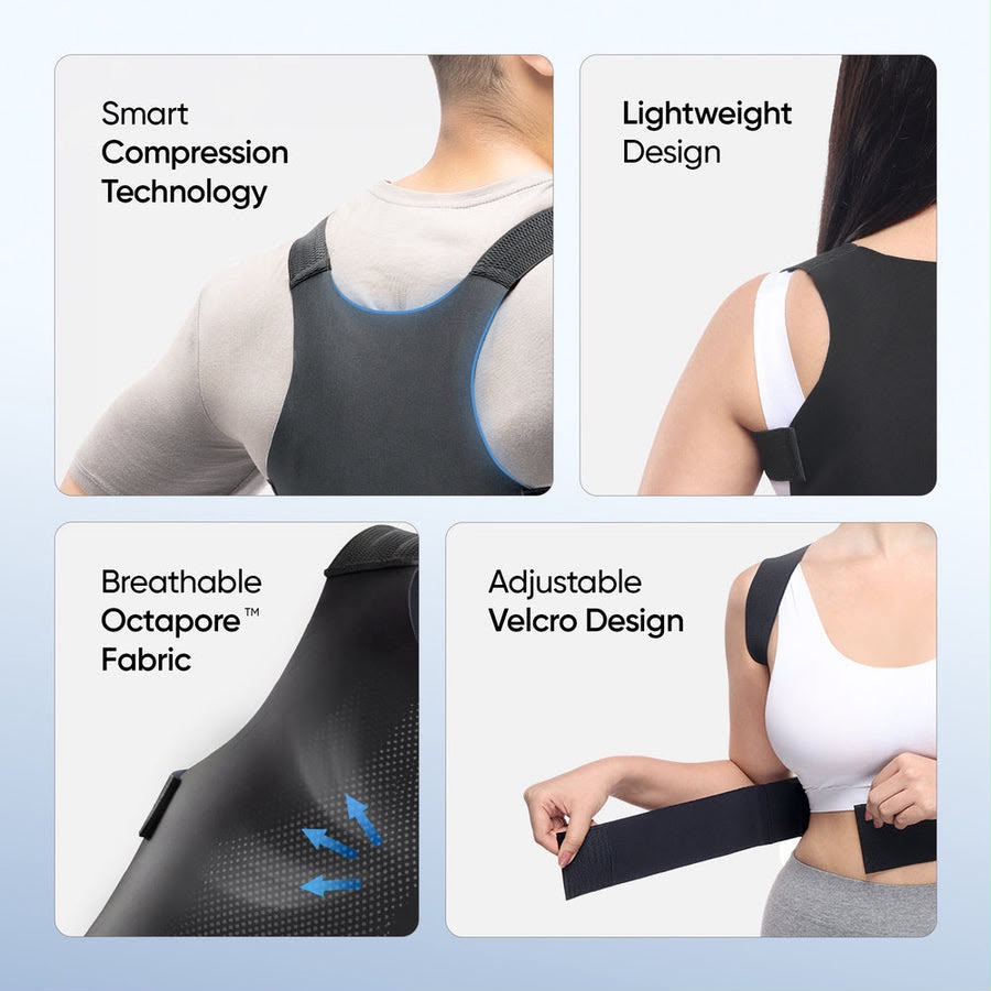 Rayfits Posture Corrector - Smart Compression Technology, Lightweight Design, Breathable Octapore Fabric, Adjustable Velcro